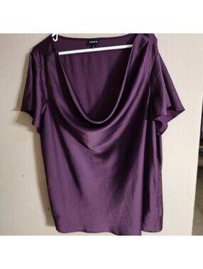 Torrid Purple Cowl Neck Short Sleeve Blouse Women's Size 2 Plus